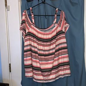 Striped Cold Shoulder Top